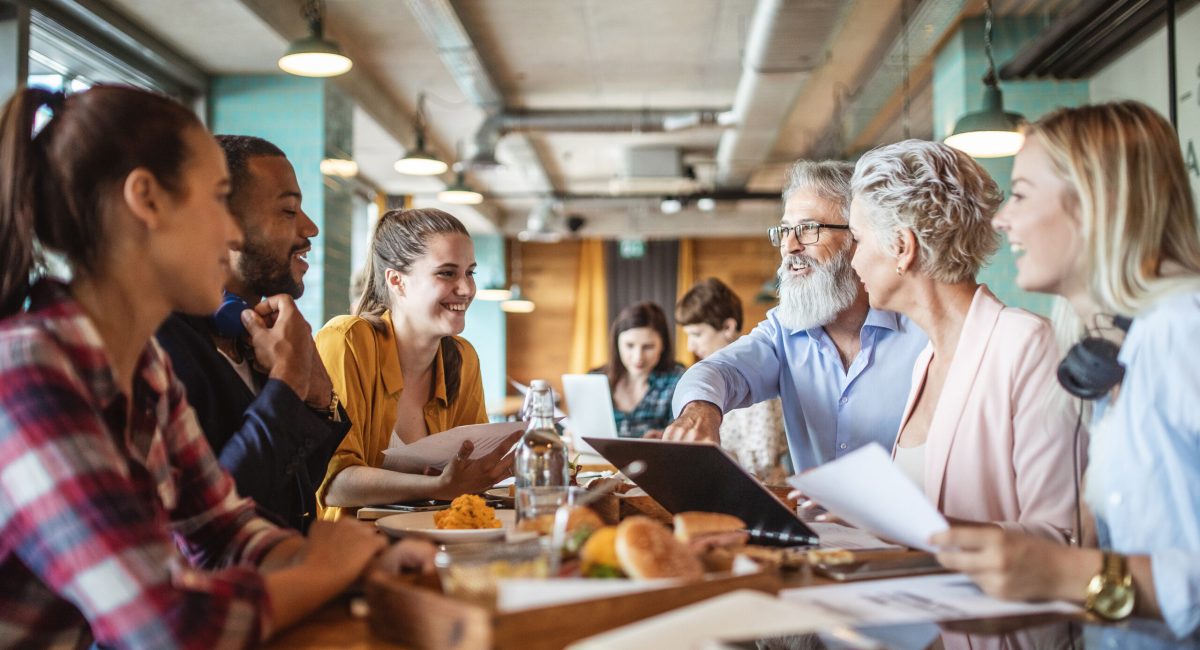 Business People Meeting at a Restaurant, Bar